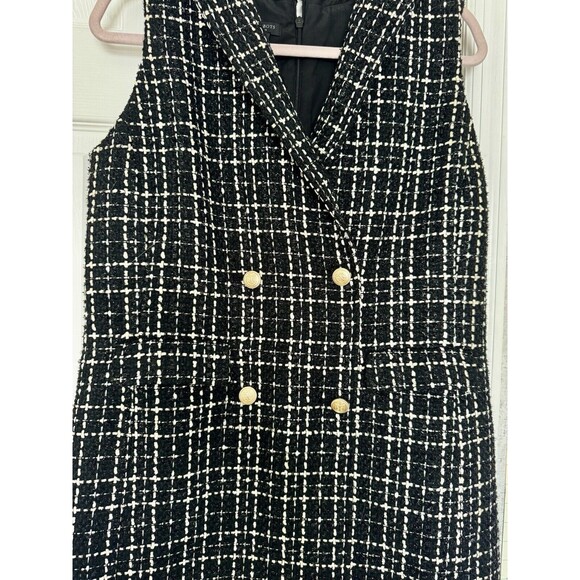 NWOT Talbots Double Breasted Tweed Mini Petite Size 10 Dress V Neck Black White - Picture 5 of 11